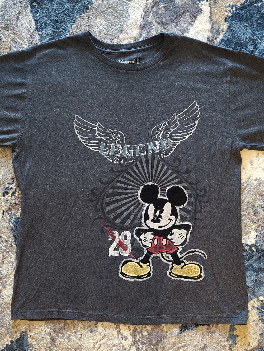 Vtg‎ Disney Store Mickey Mouse Legend Blue Crew Neck TShirt XL Short Sleeve